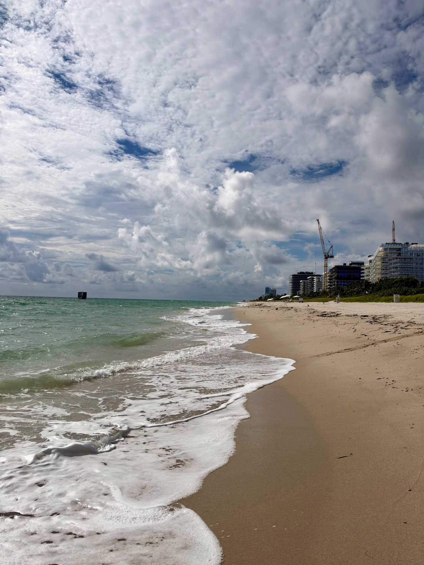 Miami Beach area shoreline from Surfside, looking south — October 9, 2026 · 11:00 AM