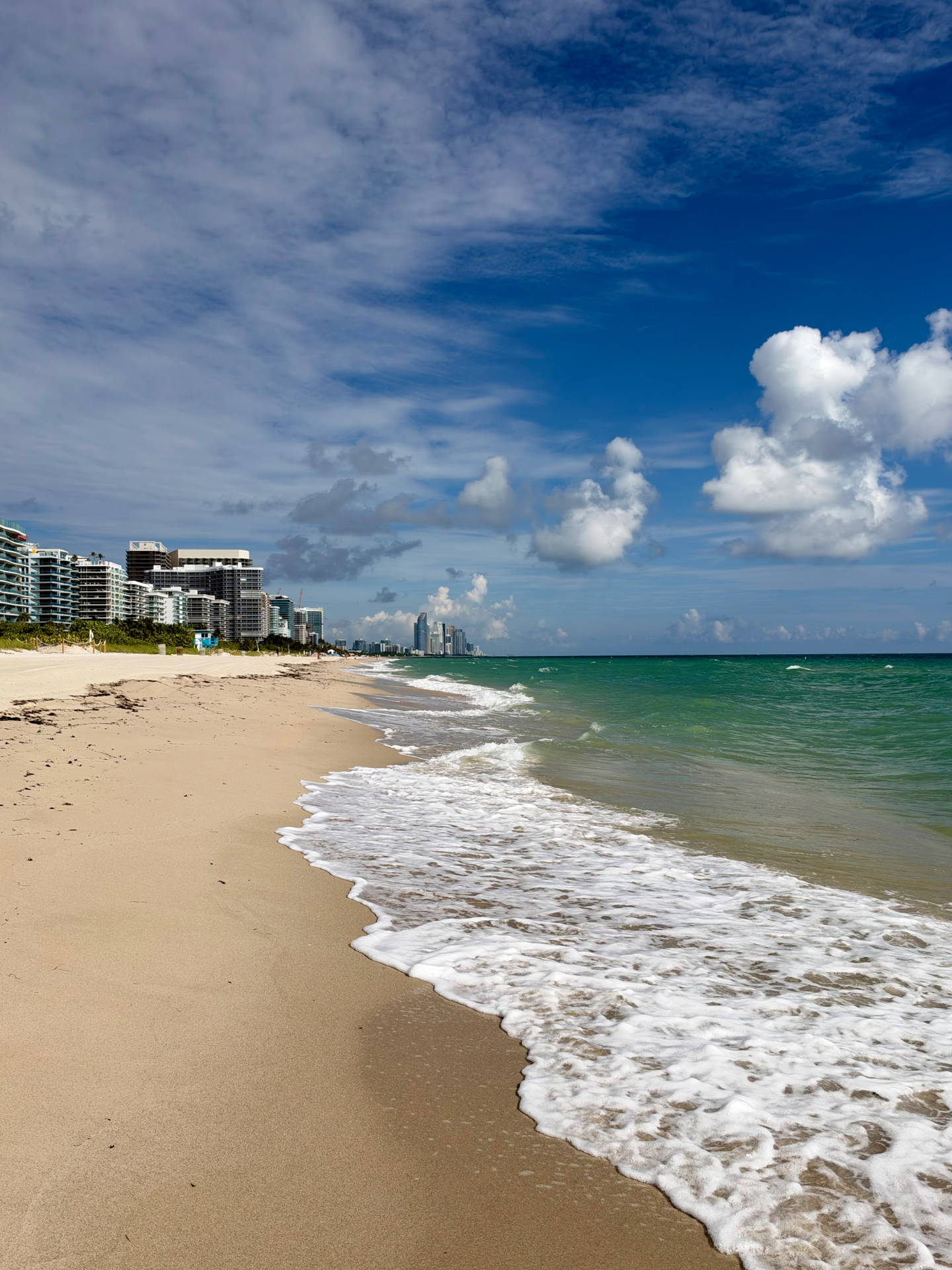 Miami Beach area shoreline from Surfside, looking north — October 9, 2026 · 11:00 AM